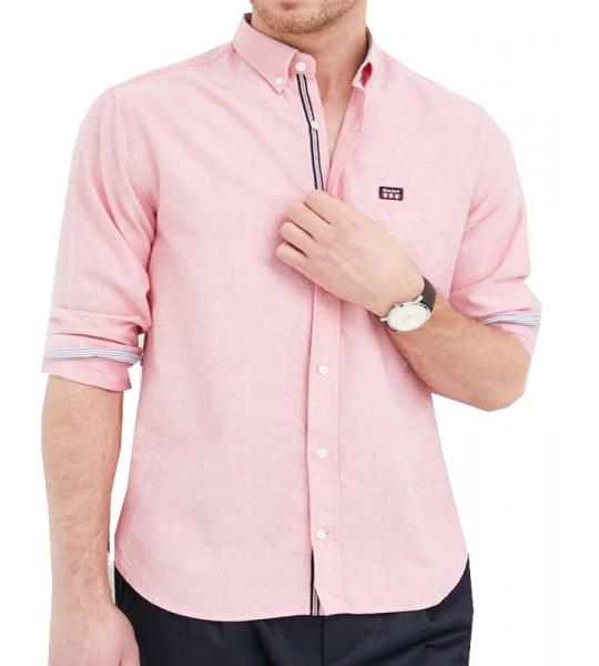 Men's GANT college pink long sleeve casual shirt