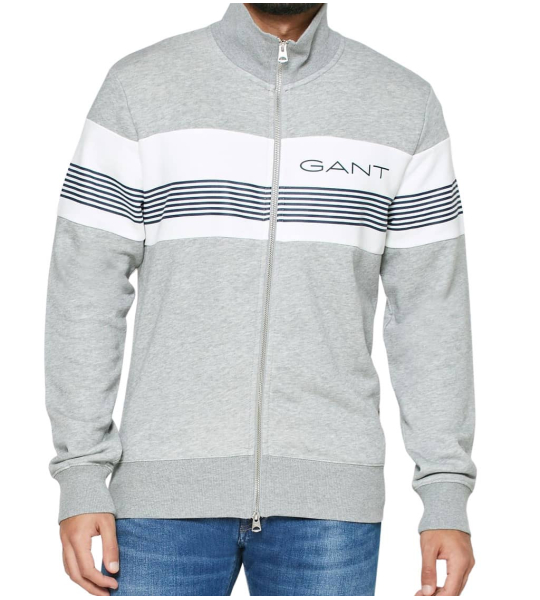 GANT stripe sweat zip through sweatshirt