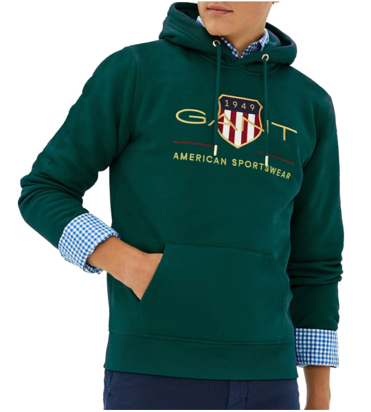 GANT Archive Shield sweat hoodie tartan green